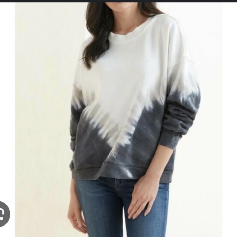 Free People FP Frayed Neck Ombre Metti Crew Tye Dye L Large Pockets Gray